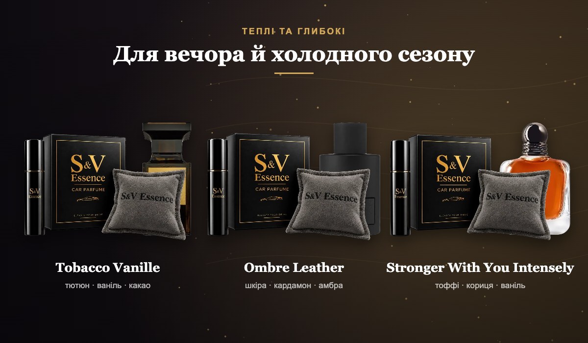 Теплі автопарфуми InParfume: Tobacco Vanille, Ombre Leather, Stronger With You Intensely